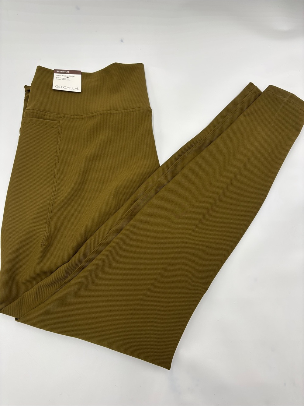 CALIA Essential Rib Leggings in Dark Khaki Olive